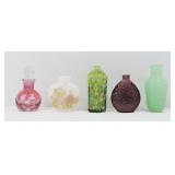 5pc Art Glass Scent Bottle & Decanter Lot
