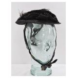 Vintage Black Hat w Trim & Feather