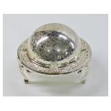 English Silver Tone Butter Dish w Lid