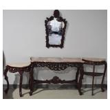 Marble Top Hall Set w/ Mirror & Tables