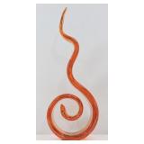 Art Glass Orange Spiral Sculpture