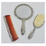 Vintage Silverplate Dresser Set 3pc