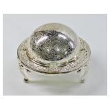 English Silver Tone Butter Dish w Lid