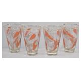 MCM Retro Leaf Tumblers (4) Gold Rim