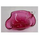Cranberry Art Glass Freeform Candy Dish 8'