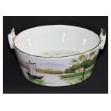 Antique Nippon Scenic Bowl w/ Floral Frog Insert