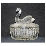 Swan Covered Glass Dish Candy Bowl
