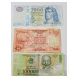 World Banknotes Lot Hungary Indonesia Vietnam