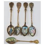 Czech Enamel Figural Spoon Set (5 pcs)