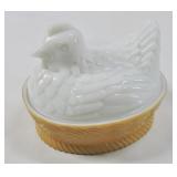Avon Milk Glass Hen Covered Dish