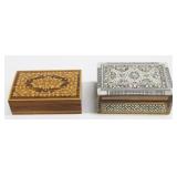 Inlaid Wood & Mosaic Trinket Boxes (2)