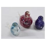 3 Art Glass Bird Figurines