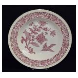 W.T. Copeland Red Transferware Rimmed Bowl