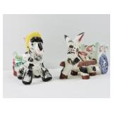 3 pcs Donkey Cart Ceramic Planters