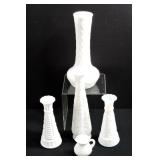 Milk Glass Vase & Bud Vases Lot