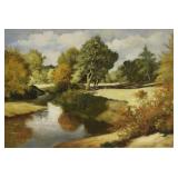 T. Bardens Autumn River Landscape Oil on Canvas