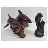 Dolphin Sculptures (Wolf + Wood Base)