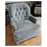 Gray Upholstered Tufted Swivel Rocker Lounge Chair