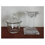 2 pcs Glassware Candle Holder & Lidded Jar