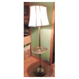 Vintage Brass Floor Lamp with Built-In Accent Tray