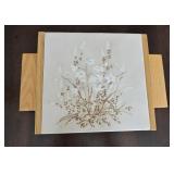 Ceramic Serving Tray with Wooden Stand