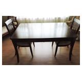 Contemporary Dark Wood Dining Table & 2 Chairs
