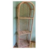 Vintage Wicker / Rattan Arched Display Shelf