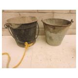 2 pcs Vintage Metal Utility Buckets