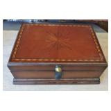 Wooden Cribbage Box with Cards & Pegs