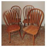 4 Arrow Back Wood Chairs