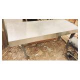 Stainless Steel Table Top On Wood Legs 5'l