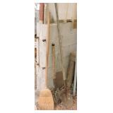 Straw Broom & 2 Spade Shovels