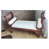 Carved Wood Window Bench Upholstered Seat