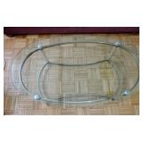 Vintage Oval Glass-Top Coffee Table