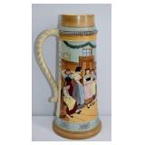 Large German Ceramic Beer Stein / Tavern Scene