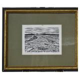 Thoreau MacDonald 'Rocks & Mink' Block Print