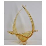 Eaton's Chalet Art Glass Cross-Handle Basket