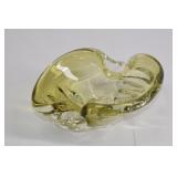 Signed Chalet Canada Amber Freeform Art Glass Bowl