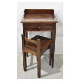intage Wooden Telephone Table with Matching Chair
