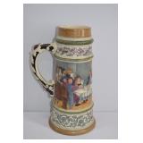 Large German Ceramic Beer Stein / Tavern Scene