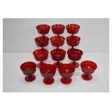 13 Ruby Red Pressed Glass Sherbet / Dessert Cups