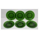 Set of Six Depression Green Glass Plates   8'