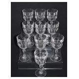 10 Clear Crystal Wine Glasses w Faceted Stems