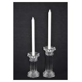 Pair of Crystal Column Candlesticks