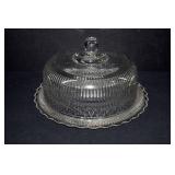 Vintage Glass Cake Plate With Lid