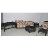 7 pcs Vintage Tropical Bent Rattan Salon Suite