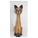 Large Hand-Carved Wooden Cat Sculpture 15'h