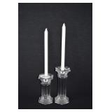 Pair of Crystal Column Candlesticks