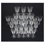 28 Pc Cut Crystal Cross & Olive Pattern Stemware
