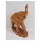 Hand-Carved Wooden Elephant Figure